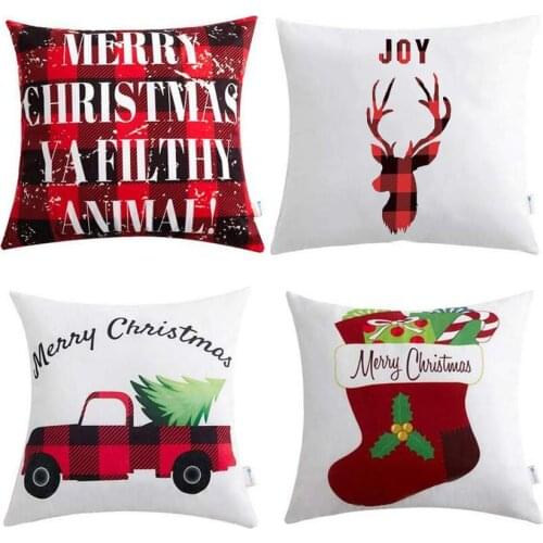 Pillowcases Christmas Sofa Bed Home Decor Throw Pillow Case Cushion Cover Funda Cojin Housse De Coussin Cojines Pillow Cover