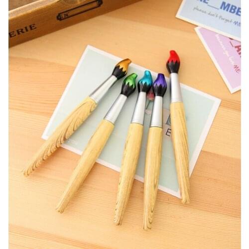 Ellen Brook 1 Pcs Cute Kawaii Wooden Ballpoint Pen School Supply Creative Stationery Novel Office Gift Styling Writing Brush