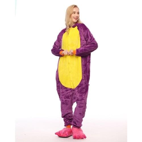 Purple Dinosaur Dragon Onesie Pajamas Kigurumi Animal Cosplay Costume Halloween Family Pijamas Women