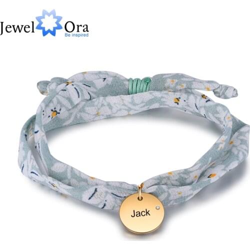 JewelOra Personalized Engraved Name Bracelet with Birthstone Customized Adjustable Bracelets for Women Christmas Gifts for Her