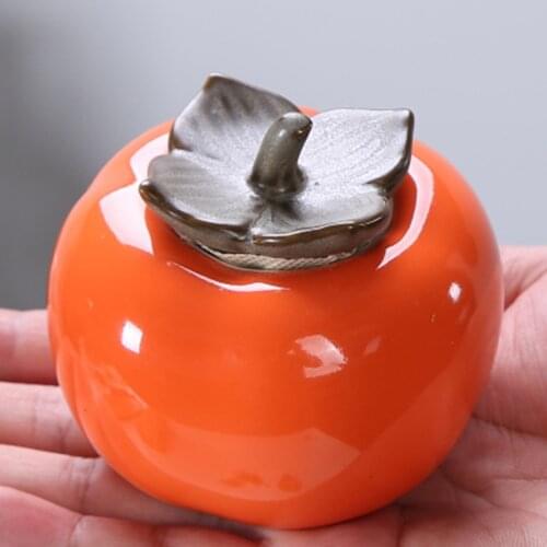 Ceramic Persimmon Tea Caddy Portable Tea Storage Tank Kitchen Decoration Accessories Persimmon Canister Container for Puer