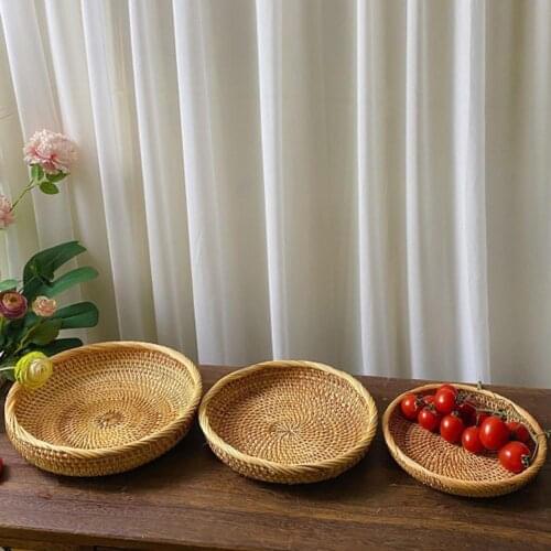 Storage Tray Handmade Eco-friendly Wear Resistant Rattan Storage Decorative Vegetable Basket for Indoor