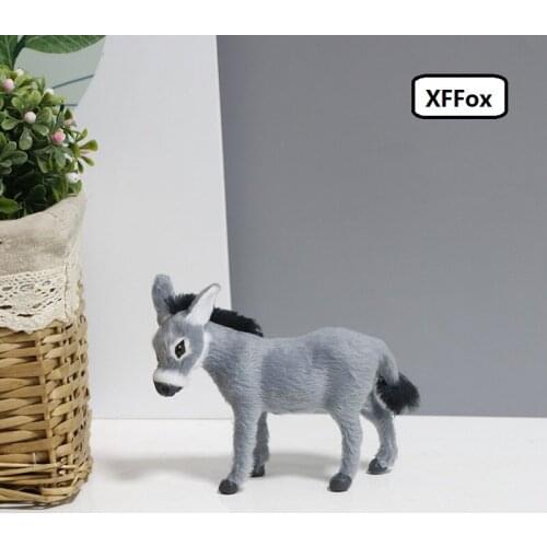 Mini simulation gray donkey model polyethylene&furs real life donkey doll gift about 11cm xf2645