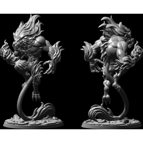 56mm 75mm Resin Model Lion Angry Figure Unpainted Sculpture DW-006