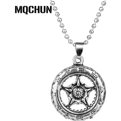 MOCHUN Mens Fashion Accessories Domineering Vintage steampunk Roman Numerals Tire Wheel Long Chain Choker Necklace Gifts-30