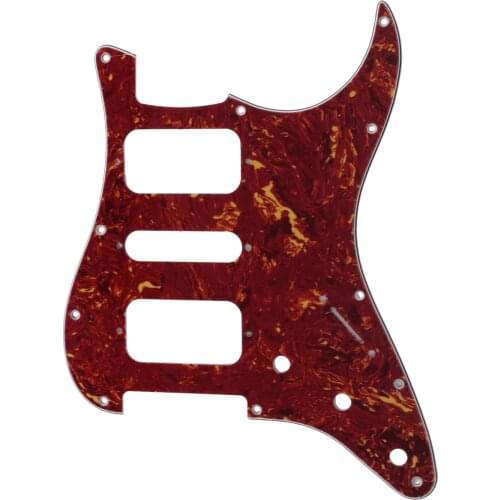 Musiclily Pro 11 Holes Round Corner HSH Strat Pickguard for American/ Mexican Fender Standard Stratocaster,4Ply Vintage Tortoise