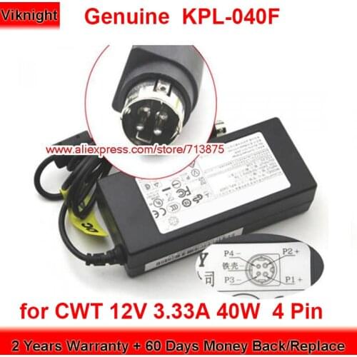 Genuine KPL-040F 12V 3.33A 40W 4Pin Power Charger for CWT Laptop Adapter