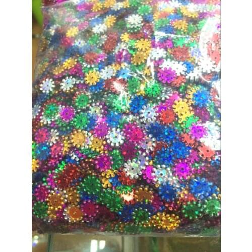 30g/lot Flower Sequins 8mm PVC Sequin Decoration Sewing DIY Mix Colors Sun Flower Sunflower Multicolor Hologram Laser Confetti