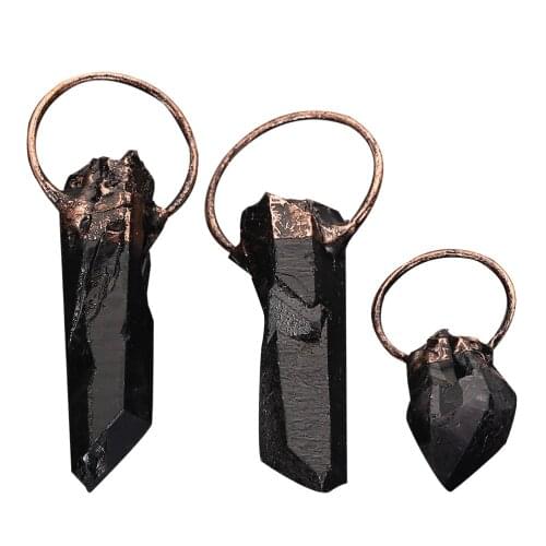 Natural Crystal Quartz Teeth Charms Prism Icicle Black Cylinder Cone DIY woman Necklace Pendant Earring Dangle jewelry Accessory