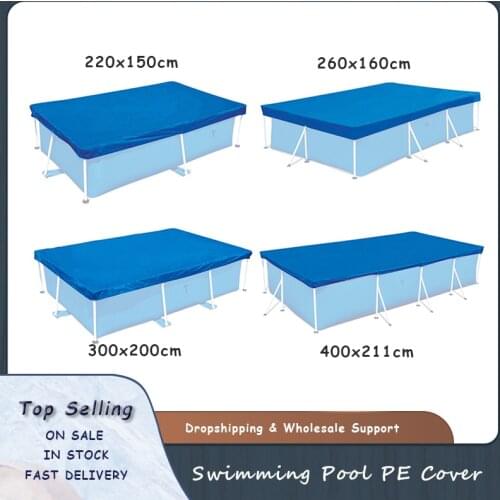 PE Cover Cloth Mat Cover Frame Pool For Garden Swimming Pool Cover Rainproof Dust Cover 400*211cm/300*200cm/260*160cm/220*150cm