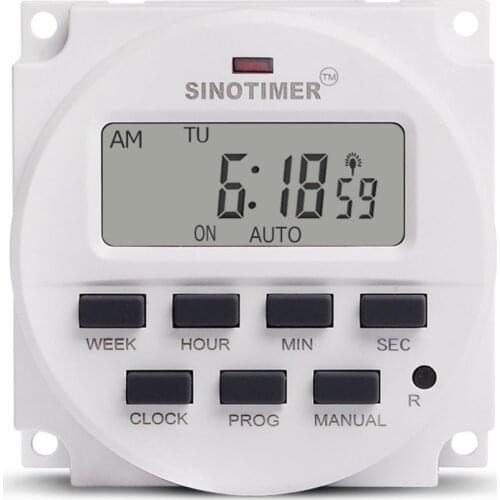 SINOTIMER 220V Weekly 7 Days Programmable Digital Time Switch Relay Timer Control for Electric Appliance 8 ON/OFF Setting