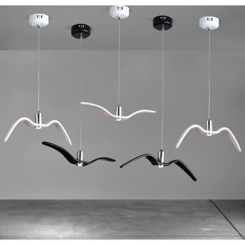 Replica chandelier Bird design seagull light for Kitchen Dining room Resin Kids room Black White Spotlight art deco chandelier