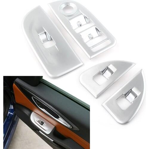 Silver Car Window Lift Switch Button Frame Cover Trims Chrome ABS Sticker For 2017 2018 2019 2020 Alfa Romeo Giulia