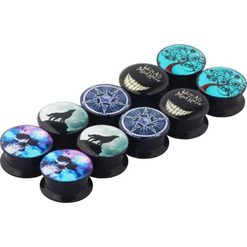 1/5 Pairs Acrylic Ear Stretchers Plugs and Tunnels black Ear Plugs Ear Gauge Screw Flesh Stretcher Body Piercing Jewelry