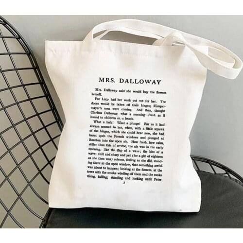 Shopper HIGH RESOLUTION Mrs Dalloway Printed Tote Bag women Harajuku shopper handbag girl Shoulder shopping bag Lady Canvas Bag