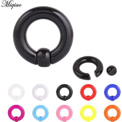 Miqiao 1pcs Acrylic Ear Tunnel Plug Expander 2-8mm Guages BCR Big Large Size Giant Captive Bead Ring Nose Ring Piercing Jewelry