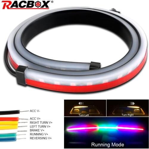 RACBOX 90/100cm Car Styling 1/7Colors Unverisal Car Brake Flexible LED High Rear Additional Stop Lights With Turn Signal Running