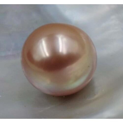 GORGEOUS luster Natural color 12mm half drilled round freshwater pearl Jewelry