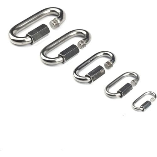 Stainless Steel Screw Carabiner Chain Outdoor Lock Climb Survive Camp Hook keychain Quickdraw Snap Hike Buckle Clip Key
