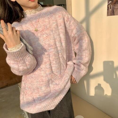 2021 Women Autumn Winter New Thicken Pullover Jumpers Female O-neck Knitted Tops Ladies Loose Long Sleeve Sweater Tops R566
