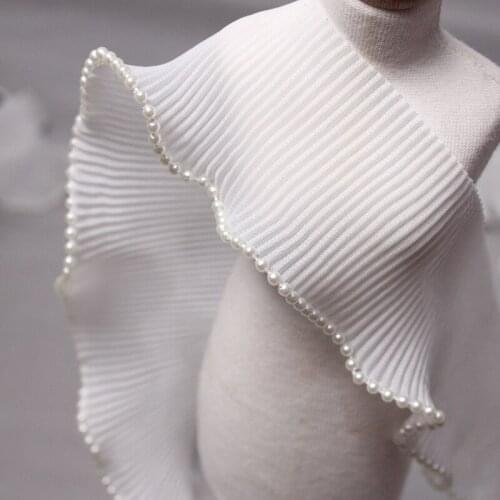 1Yards Elastic Beaded Lace Fabric Applique Collar Ribbon 6cm Lace Trim Sewing Guipure Crafts Beaded Fabric Laces For Dress P027