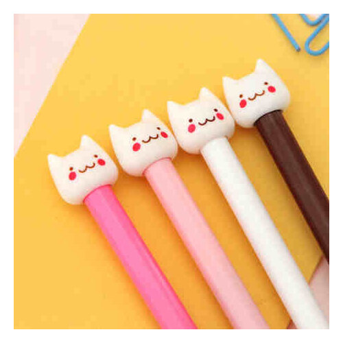 Korea stationery Cute cat 12pcs 15cm long gel pens 0.5mm black free shipping