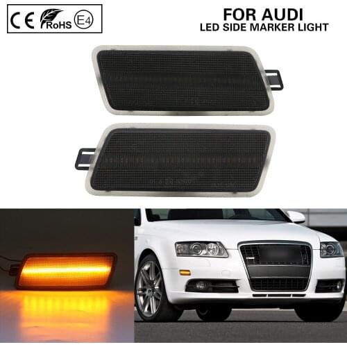 2X Smoke Front bumper LED Side Marker Light for Aud A6 C6 2005-2011 for USA version cars