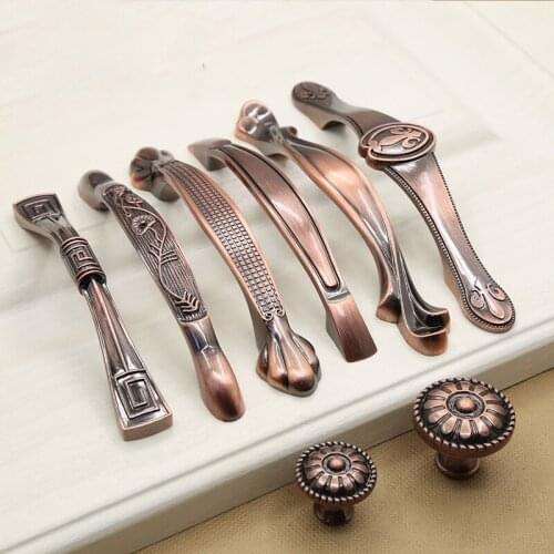 3.8"European and American New Chinese Double Hole Antique Handle European Antique Red Bronze Handle Drawer Wardrobe Door Handle