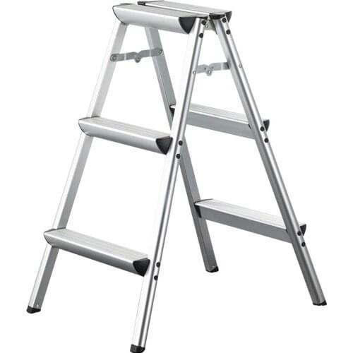 3 Step Aluminum Alloy Folding Ladder, Double-Sided Household Stair, Widened Thickening Photography Indoor Tool