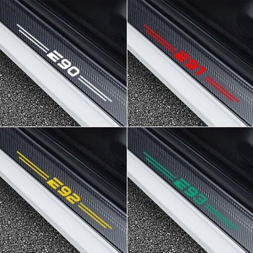 4PCS Car Door Sill Scuff Plate Decor Sticker For BMW E90 E91 E92 E93 E87 E70 E62 E61 E60 Car stickers