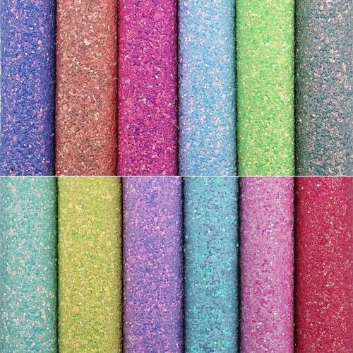 A4 Sheet 21x30cm Plain Dyed Chunky Shiny Glitter Fabric Leather With Twilled Backing For Bows Earring DIY F0705
