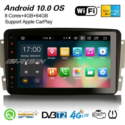 Erisin 8187 8-Core 8" Android 10.0 Car Stereo Carplay DSP DAB+GPS WiFi Navi For Mercedes-Benz C/CLK/G Class W203 W209 Viano Vito