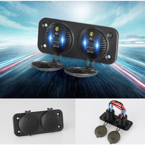 12V/24V Dual QC3.0 USB 18W Fast Type C PD USB-C Car Charger Socket Power Outlet
