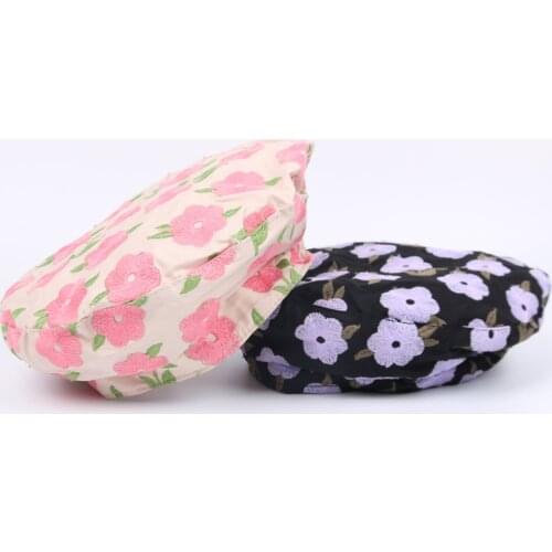 2020 INS Hot Flower Embroidered Beret Female Fashion Spring Summer Pink Berets Vintage Painter Flat Hat Gorras