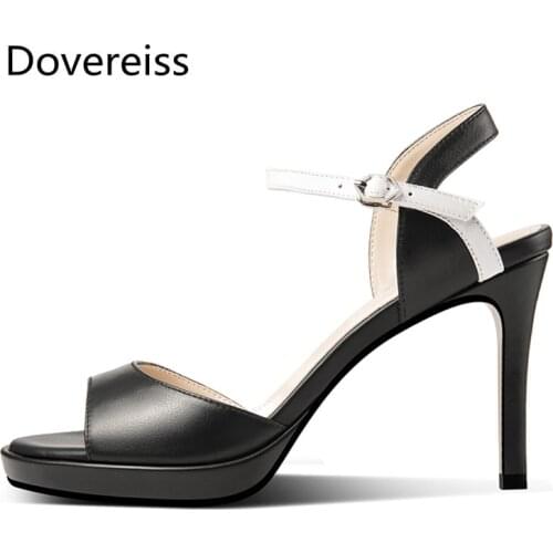 Summer Women clear heels Sandals fashion sexy new Cowhide Narrow band Buckle Stilettos heels consice