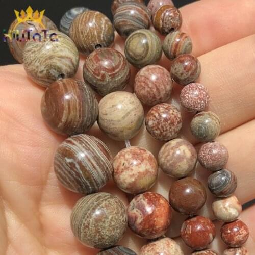Natural Stone Stripe Colorful Jaspers Round Loose Spacer Beads For DIY Jewelry Making Bracelet Accessories 15'' 4 6 8 10 12mm