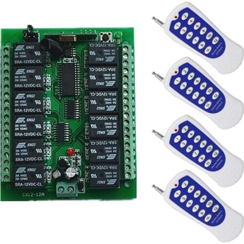 DC 12V 24V 12 CH 12CH Radio Controller RF Wireless Remote Control Switch System Transmiter + Receiver 315 / 433 MHz