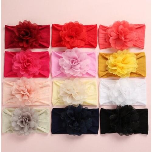 Girls Baby Toddler Big flower floral elasticity Turban Wide Headband Hair Band Flower kids Accessories Headwear