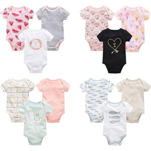 2019 Newborn Baby Girl Clothes Short Sleeve 3pcs/set Cotton body bebe Clothes Set body baby Jumpsuit New Born Baby Boy Clothing