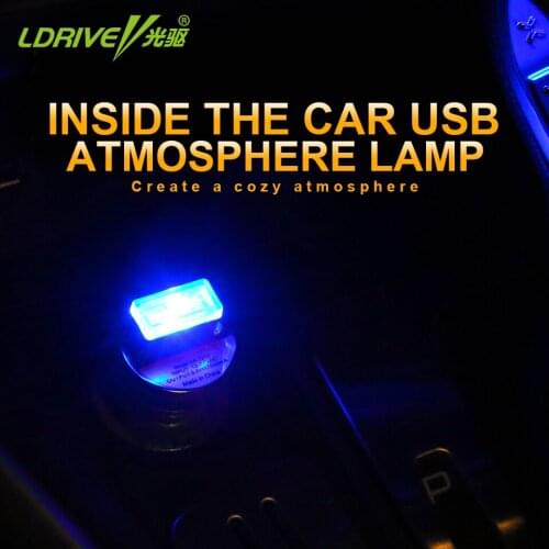 LDRIVE 4PCS USB light Car Charger Interior Decorative Lamp Atmosphere LED Reading Floor Light DRL Day Time Running Lights
