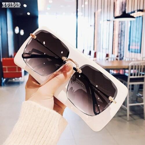 New Refined Rimless Cut Square Sunglasses For Women Fashion Personality Two-Color Sunglasses Web Celebrity The Same Trend Glasse