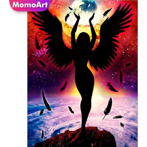 MomoArt Diamond Embroidery Angel Cross Stitch Diamond Painting Woman Full Drill Square Mosaic Portrait Rhinestones Wall Decor