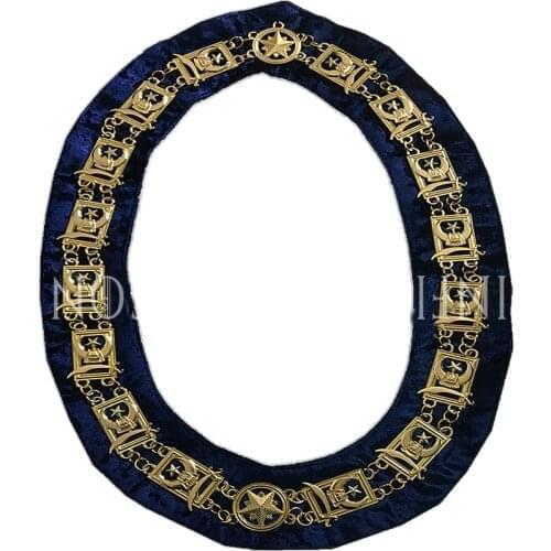 One Set Masonic Royal Arch Sign Master Collar Custom Masonic Lodge Blue Official Masonic Master Mason Gold Metal Collar Chain