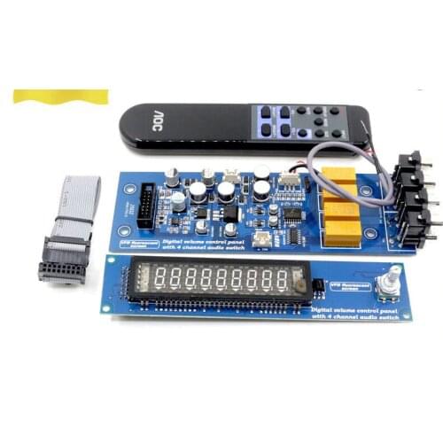 Assembeld PGA2311U Remote Preamplifier Board With VFD Display 4 Ways Input