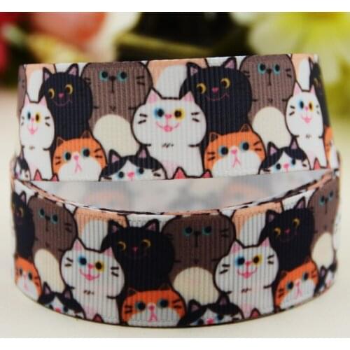 22mm 25mm 38mm 75mm cat cartoon printed Grosgrain Ribbon party decoration 10 Yards X-03657
