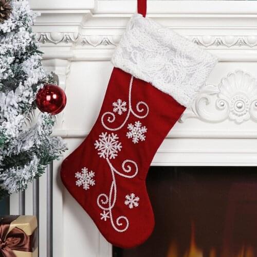 Christmas Stocking Candy Gift Bag Santa Snowman Elk Fireplace Decoration Natal Navidad Family Party Christmas Tree Decoration