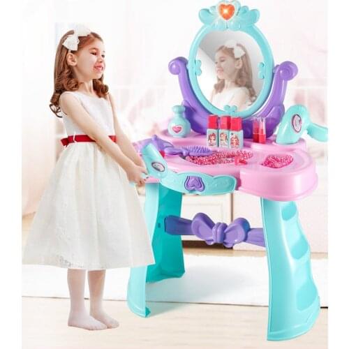 Christmas gift Child brinquedos menina Girl Toys Kids Pretend Play Dressing Table Set Toys Princess ABS Plastic makeup juguetes