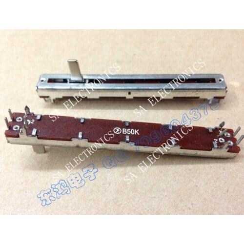 [SA]Taiwan Polyshine 7.5 cm slide potentiometer B50K double 10MM shaft--10PCS/LOT