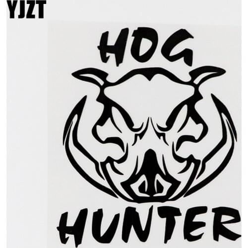 YJZT 10.7CMX13CM Funny Animal Hog Head Hunter Vinyl Decal Car Sticker Black/Silver 8C-0090