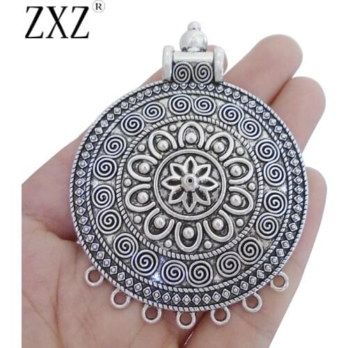 ZXZ 2pcs Tribal Multi Strand Connector Charms Pendants For Necklace Jewelry Making Findings 77x58mm